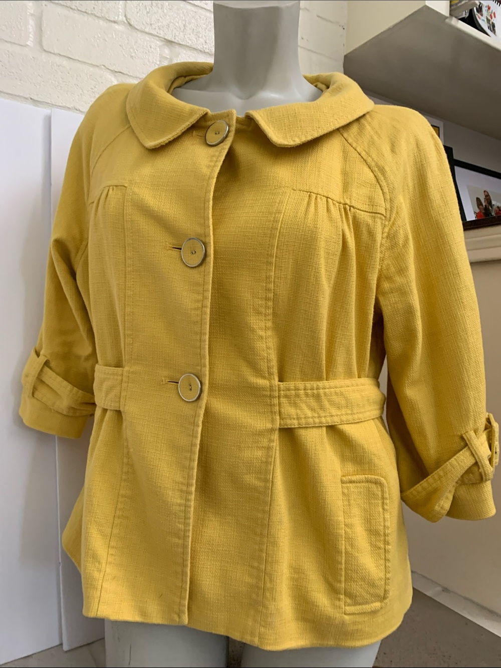 LOFT Mustard Yellow Textured Short Pea Coat